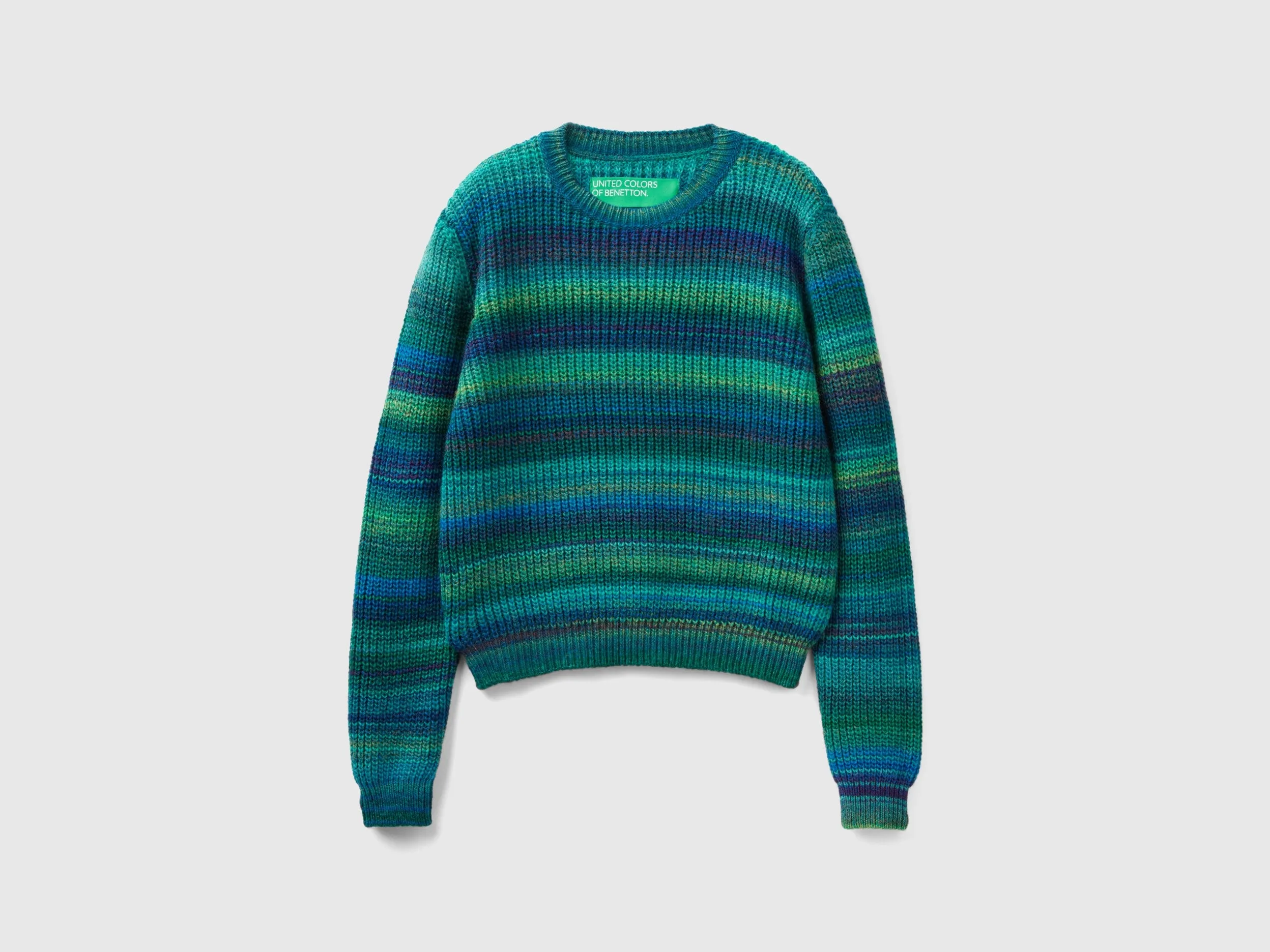Regular Fit Crew Neck Ribbed Edges Soft Wool Blend Sweater