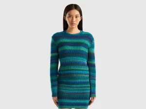 Regular Fit Crew Neck Ribbed Edges Soft Wool Blend Sweater