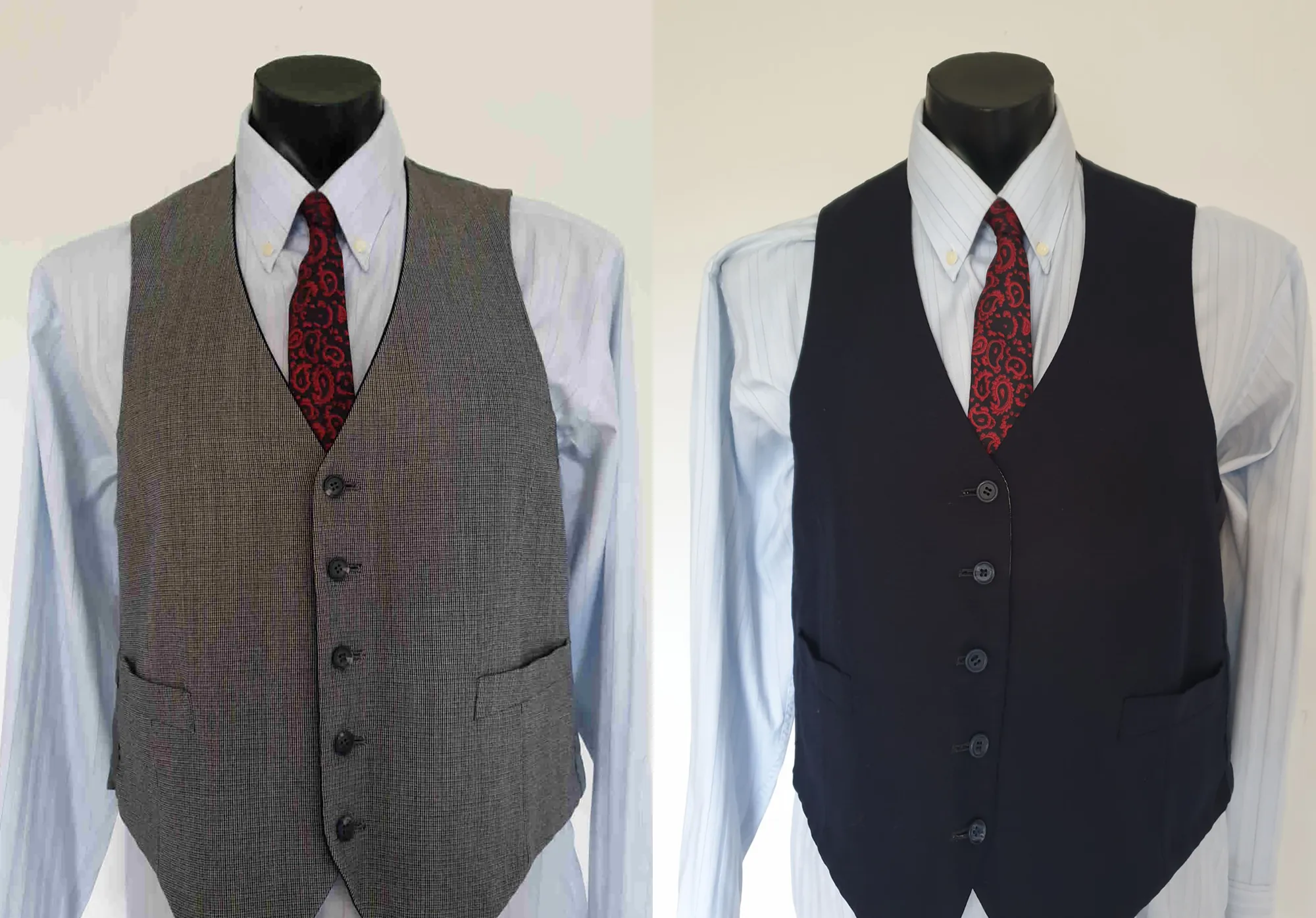 Reversible Grey or Navy Blue Vest, Waistcoat - M
