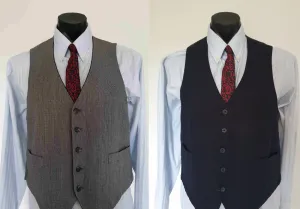Reversible Grey or Navy Blue Vest, Waistcoat - M