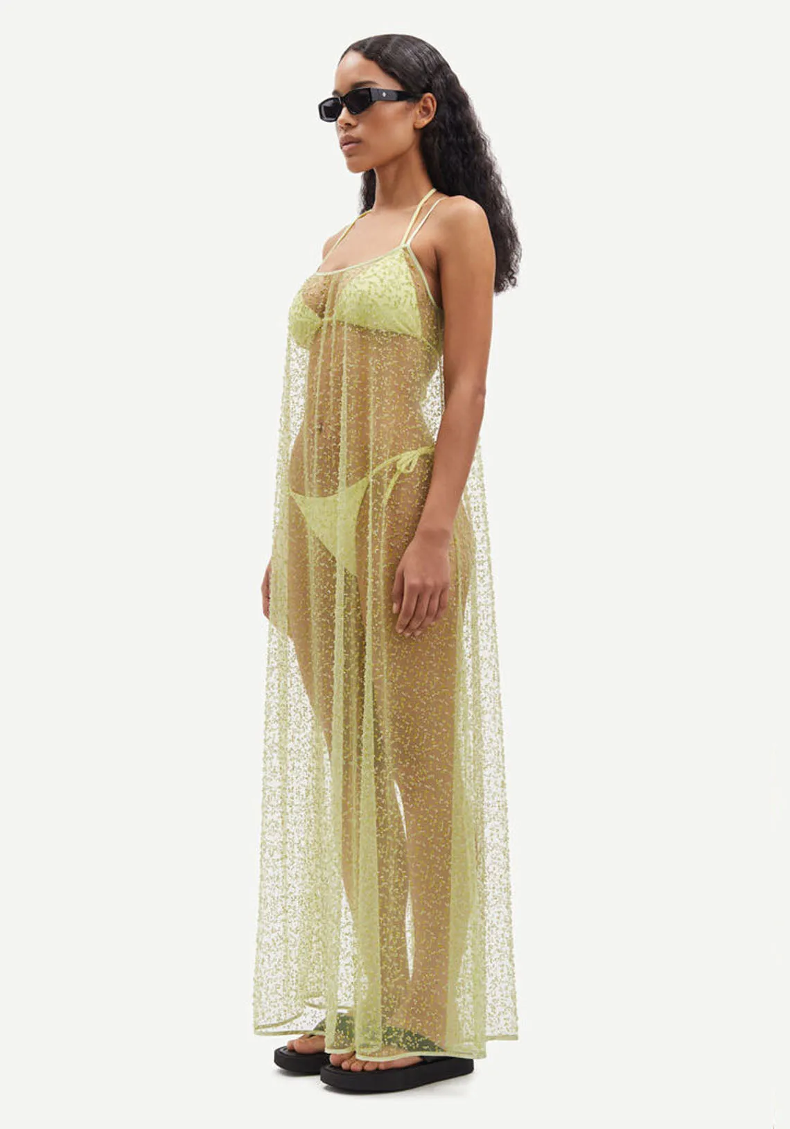SAMALLY DRESS GREEN SHEEN