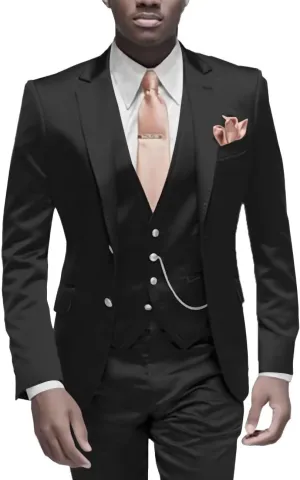 Satin Men Suits Slim Fit 3 Piece Suit for Men Formal Wedding Prom Suits Men Blazer Vest Pants Set