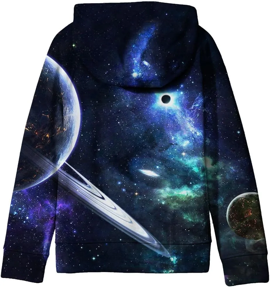 SAYM Teen Boys' Galaxy Fleece Sweatshirts Pocket Pullover Hoodies 4-16Y