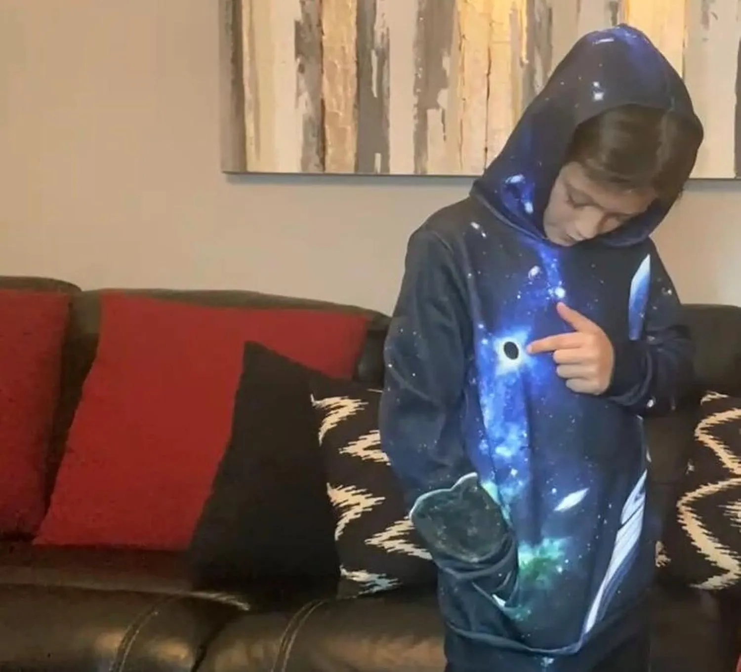 SAYM Teen Boys' Galaxy Fleece Sweatshirts Pocket Pullover Hoodies 4-16Y