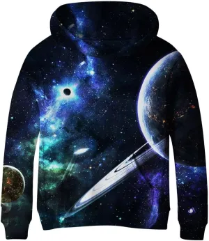 SAYM Teen Boys' Galaxy Fleece Sweatshirts Pocket Pullover Hoodies 4-16Y