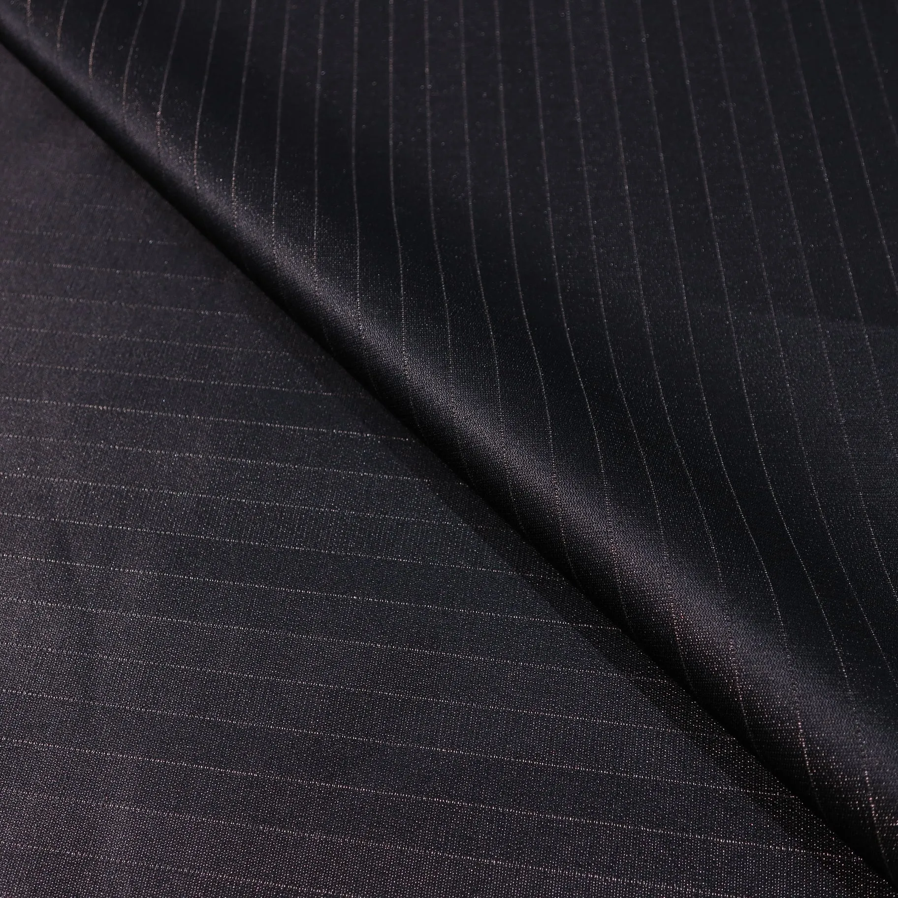 Shiny Charcoal Stripes Gessato Marrone Acetate & Cotton Formal Dinner Jacket Ariston Fabric