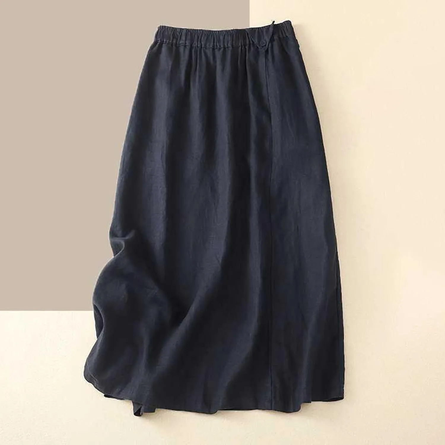 Skirts for Women 2024 Fall Casual Loose High Waisted Mid Length Skirt Baggy Pleated Button Midi Skirt with Pockets