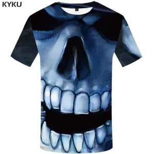 Skull T-shirts Men Harajuku T-shirt 3d Gothic Tshirt Anime Blue Tshirts Print T shirts Funny Mens Clothing Casual Unisex