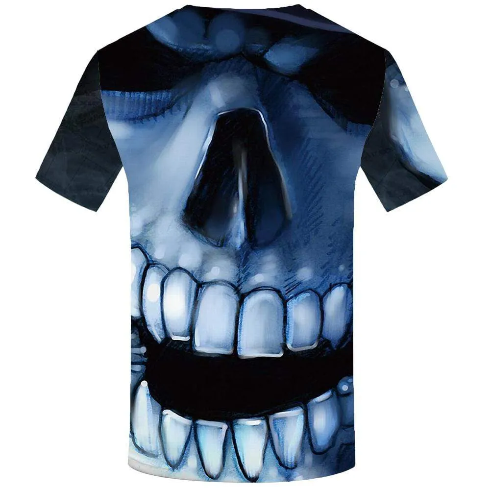 Skull T-shirts Men Harajuku T-shirt 3d Gothic Tshirt Anime Blue Tshirts Print T shirts Funny Mens Clothing Casual Unisex