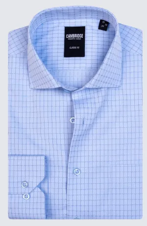 Sky Blue Windowpane Dobby Shirt
