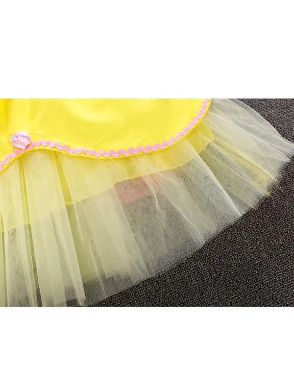 Sleeveless Bowknot Tulle Cotton Lining 5-Layer Baby Girls Princess Dress