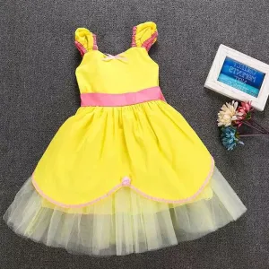 Sleeveless Bowknot Tulle Cotton Lining 5-Layer Baby Girls Princess Dress