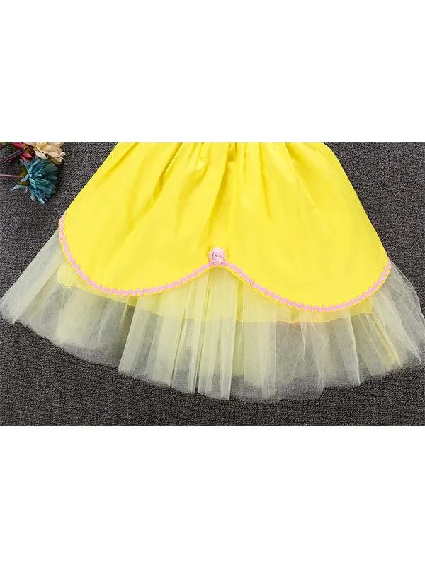 Sleeveless Bowknot Tulle Cotton Lining 5-Layer Baby Girls Princess Dress