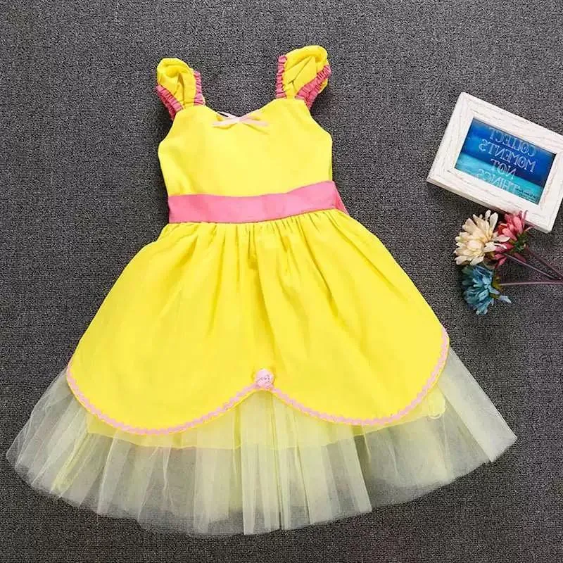 Sleeveless Bowknot Tulle Cotton Lining 5-Layer Baby Girls Princess Dress