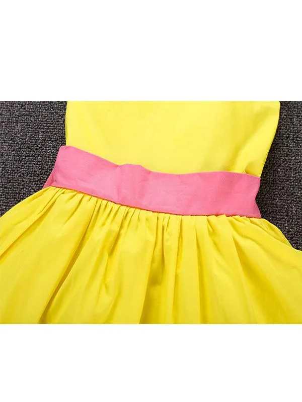 Sleeveless Bowknot Tulle Cotton Lining 5-Layer Baby Girls Princess Dress