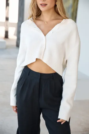 Soft Touch Wool Blend Cardigan White