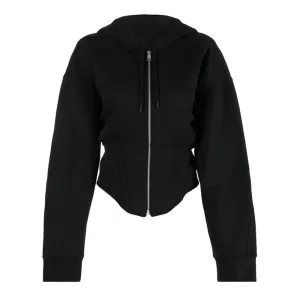Solid Minimalist Sweatshirts For Women Hooded Long Sleeve Tunic Patchwork Zipper Casual Hoodies Female Fashion