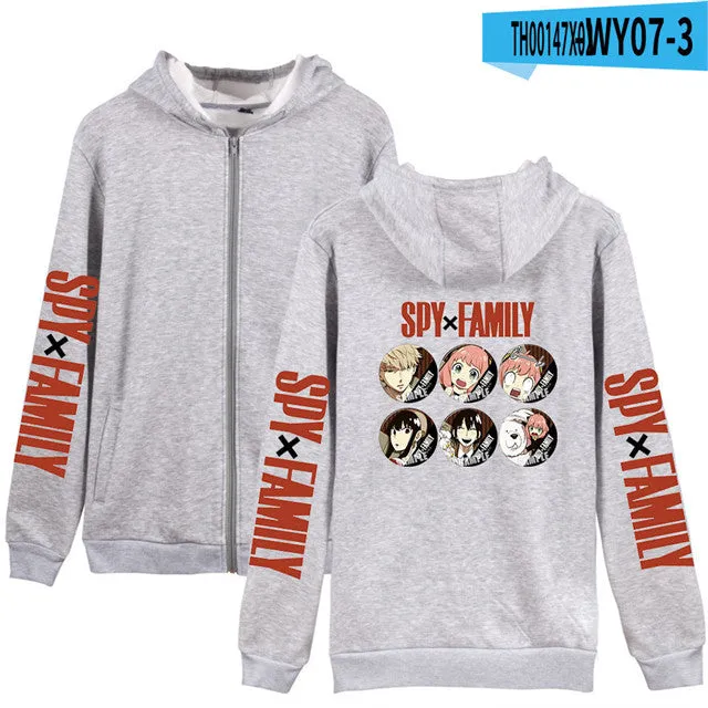 SPY x FAMILY Hoodies Anime Casual Hoodies Hooded Zipper Sweatshirts