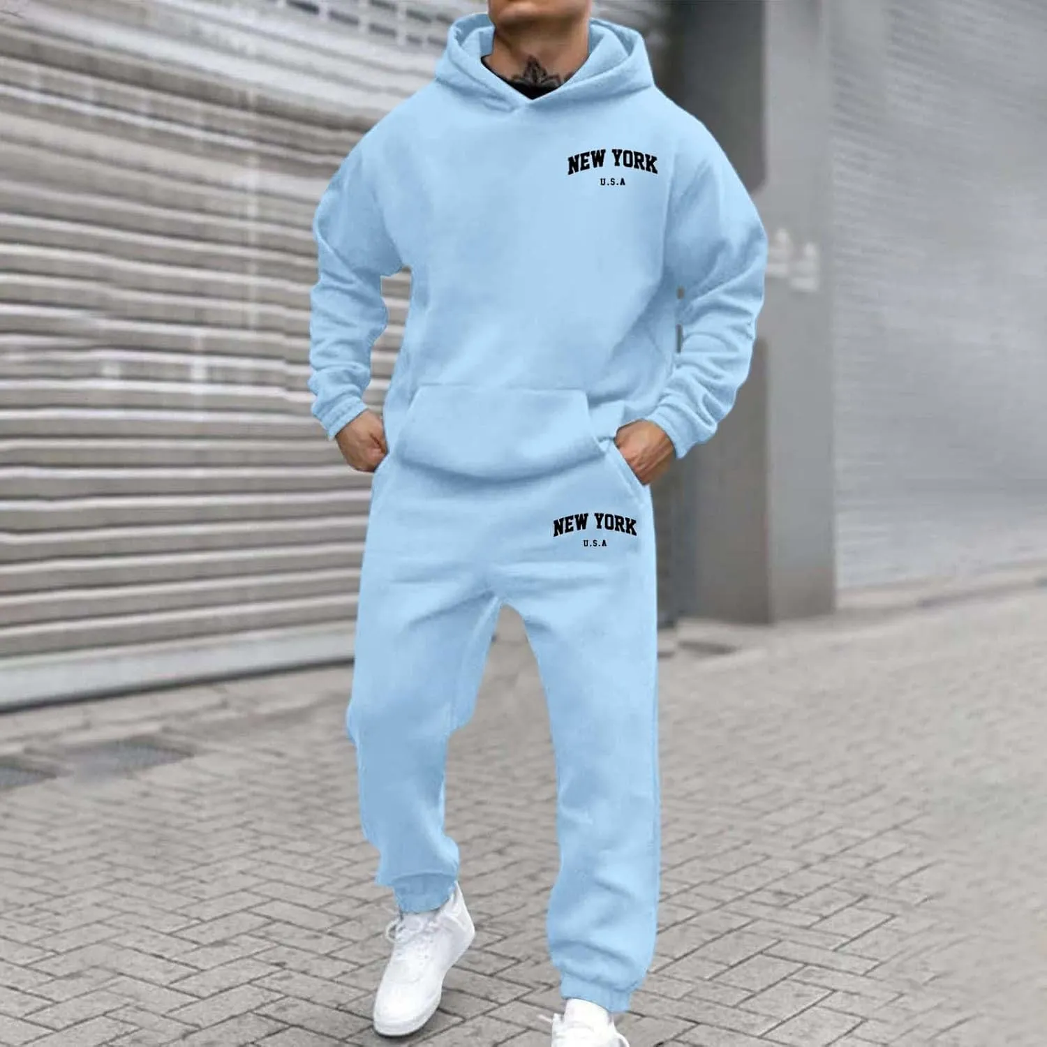 Sweatpants And Hoodie Set Men'S Tracksuit 2 Piece Set Hoodie Sweatsuits Athletic Jogging Suits Casual Sports Outfits