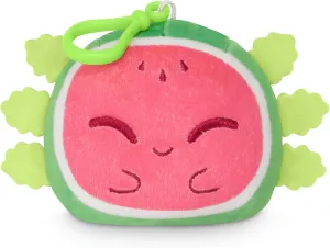 TeeTurtle Plushiverse - Reversible Plushie Keychain - Sweet & Sour - Cute Kawaii Pink and Green Watermelon Axolotl - Novelty Clip-On Reversible Plush