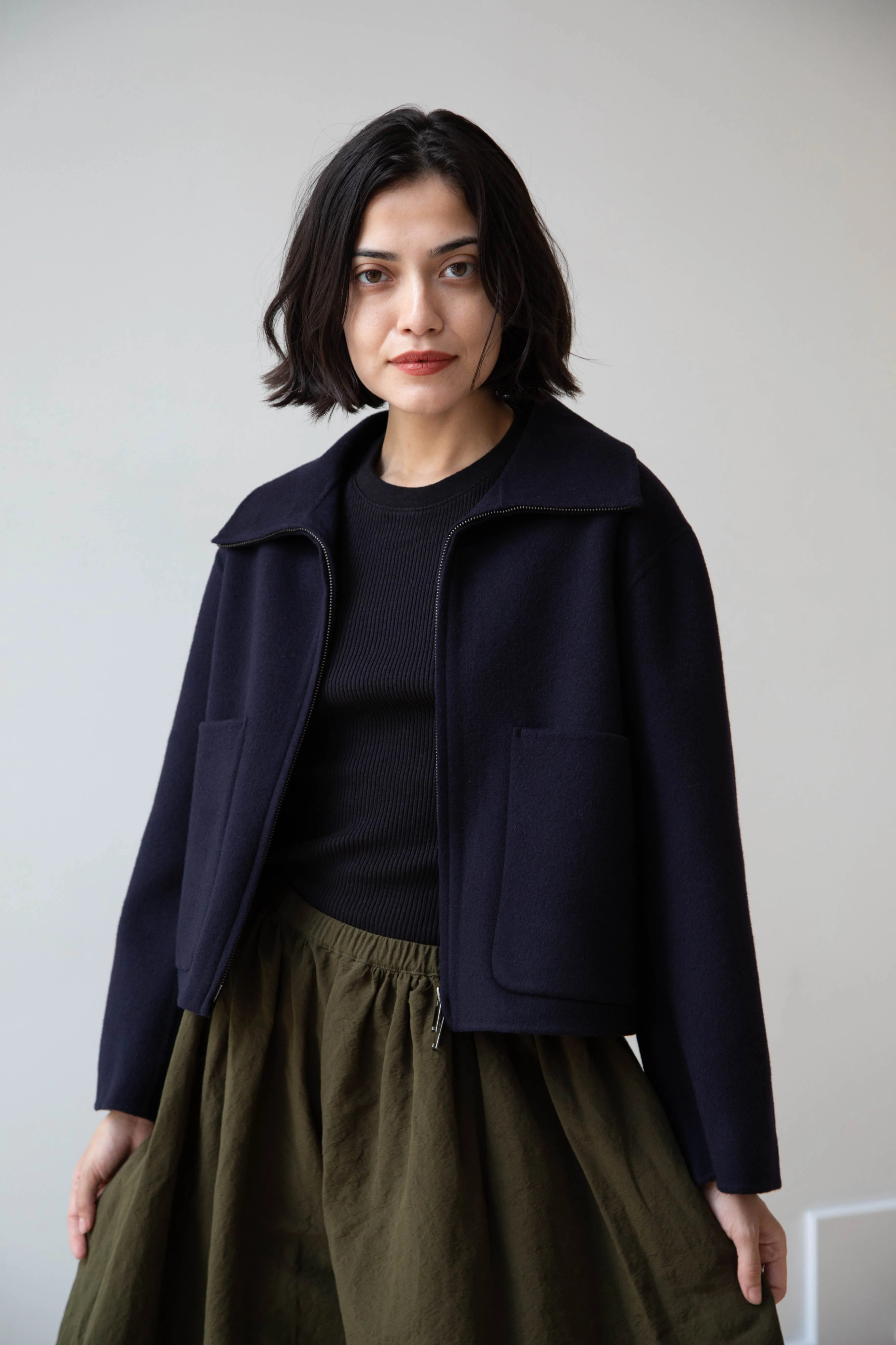 The Loom | Wool Cashmere Zip Up in Navy