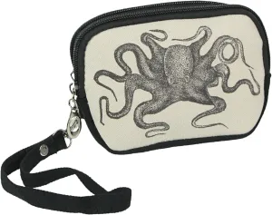 Things2Die4 Vintage Zip Canvas Octopus Wristlet Wallet Nautical Coin Purse Kraken Clutch Bag