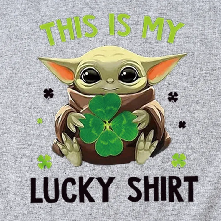 This is my lucky shirt Funny pattern Crew neck Short sleeve female