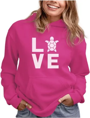 Tstars Love Turtle Sweatshirt Hoodie Sea Turtles Sweatshirts Animal Hoodies for Women Teen Girls