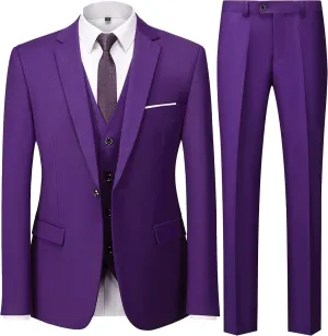 UNINUKOO Men Suits Slim Fit 3 Piece 1 Button Wedding Formal Business Tuxedo Suit Jacket Pants Vest Set