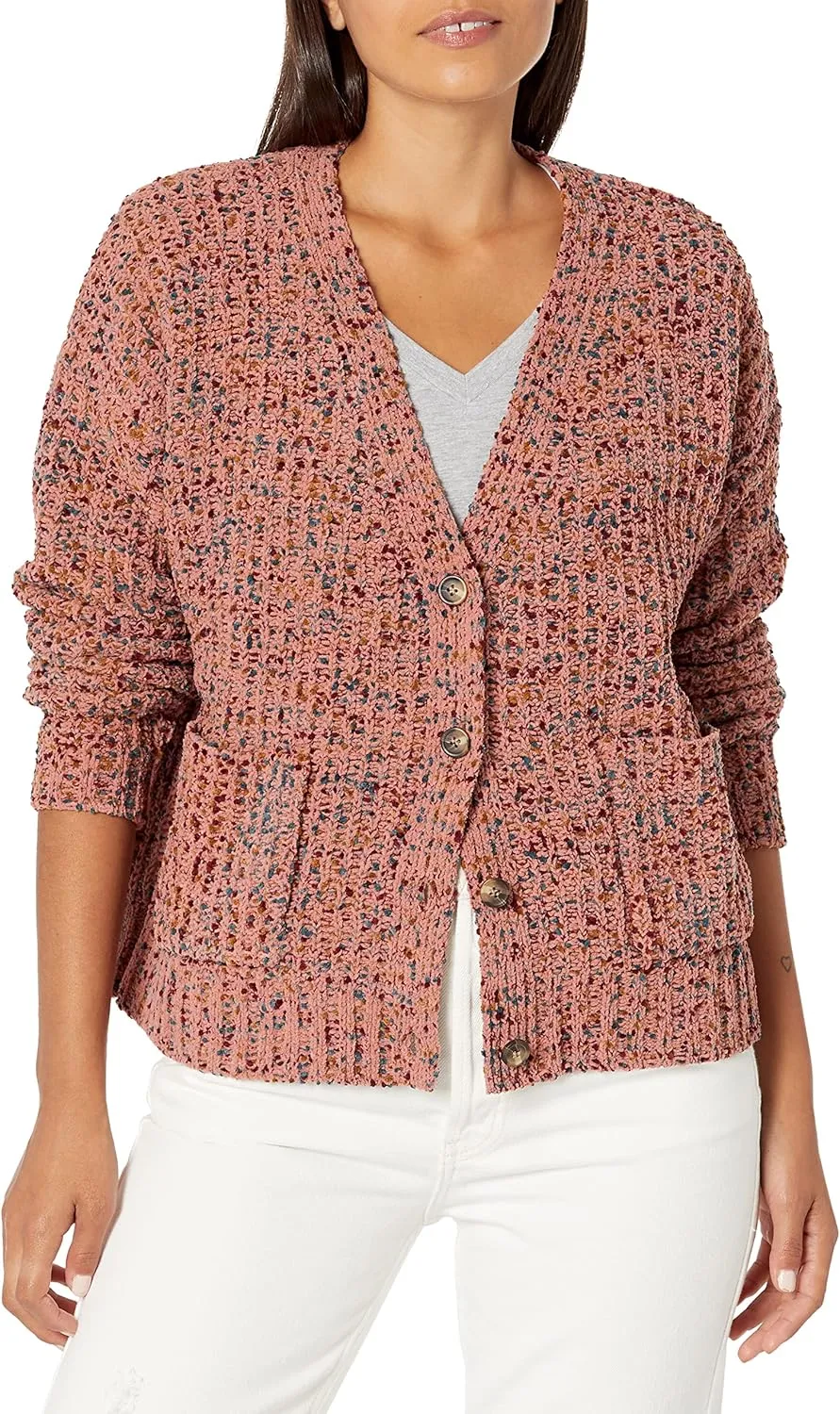 UNIONBAY Women's Chenille Confetti Yarn Cardigan