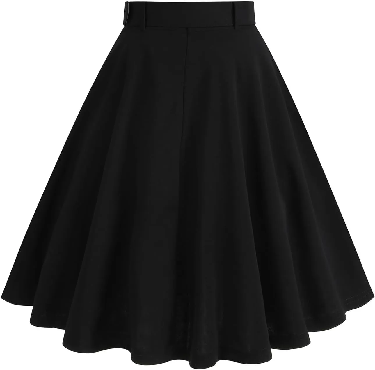 Vintage Button Down Ruffle Midi Skirt for Women High Waist Pleated Knee Length Skirt Casual Business A Line Skirts