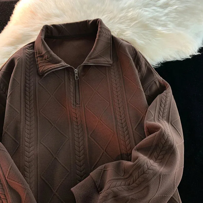 WIAOFELLAS  -  Lapel Hoodie Men Oversized Fashion Vintage Zipper Sweatshirt Men Streetwear Hip Hop Loose Pullover Hoodie Mens Retro Hoody S-2XL