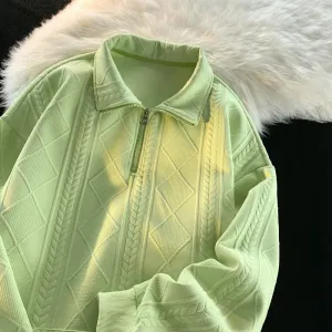 WIAOFELLAS  -  Lapel Hoodie Men Oversized Fashion Vintage Zipper Sweatshirt Men Streetwear Hip Hop Loose Pullover Hoodie Mens Retro Hoody S-2XL