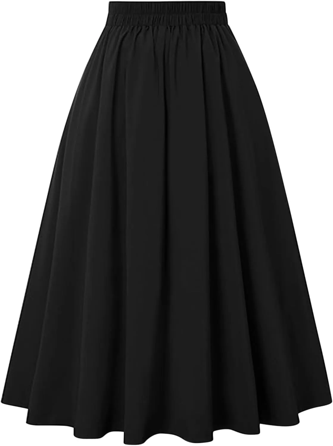 Women A-Line Flared Swing Skirt Midi High Waist Skirts Vintage Party Half Dress Pleated Swing Mid Calf Skirts