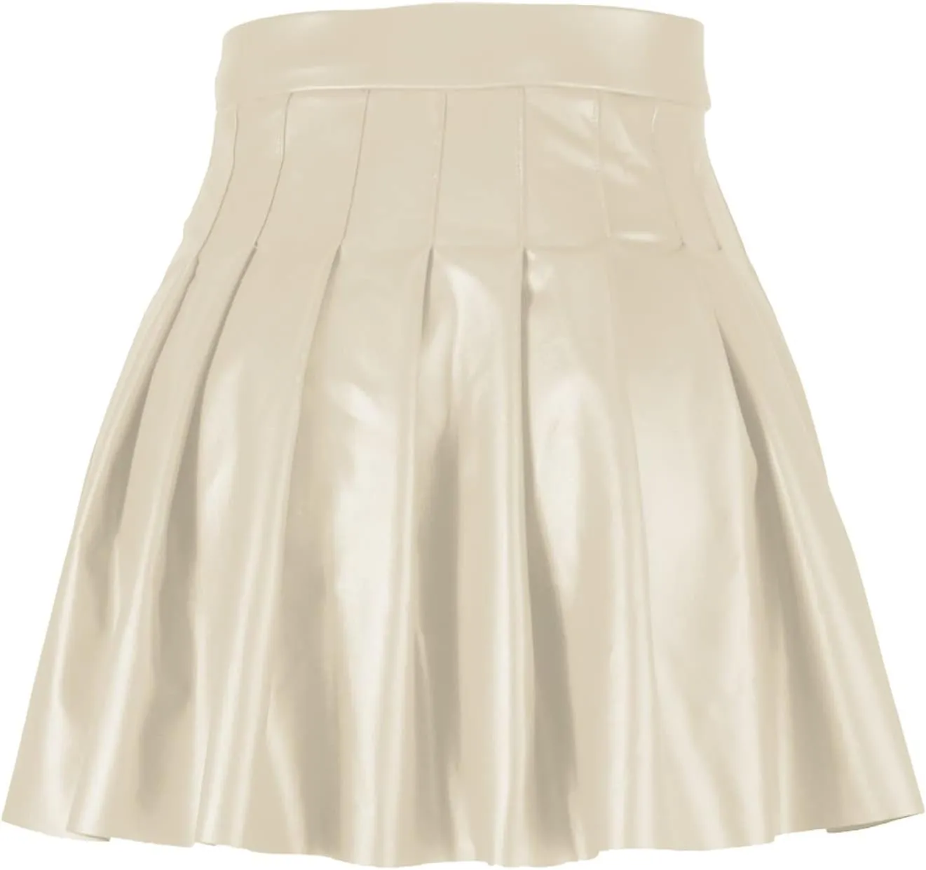 Women Fashion Pleated Skirt Waist High Leather Skirt Short Elegant Solid Skirt Pleated Midi Pleated School Girl