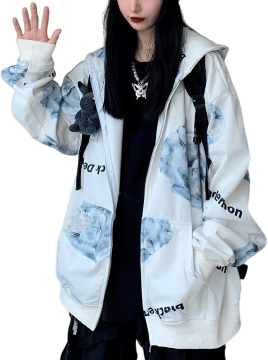 Women Men Y2K Anime Hoodie Kawaii Gothic Harajuku Alt Aesthetic Grunge Punk Cute Japanese Dark Academia Top Pullover