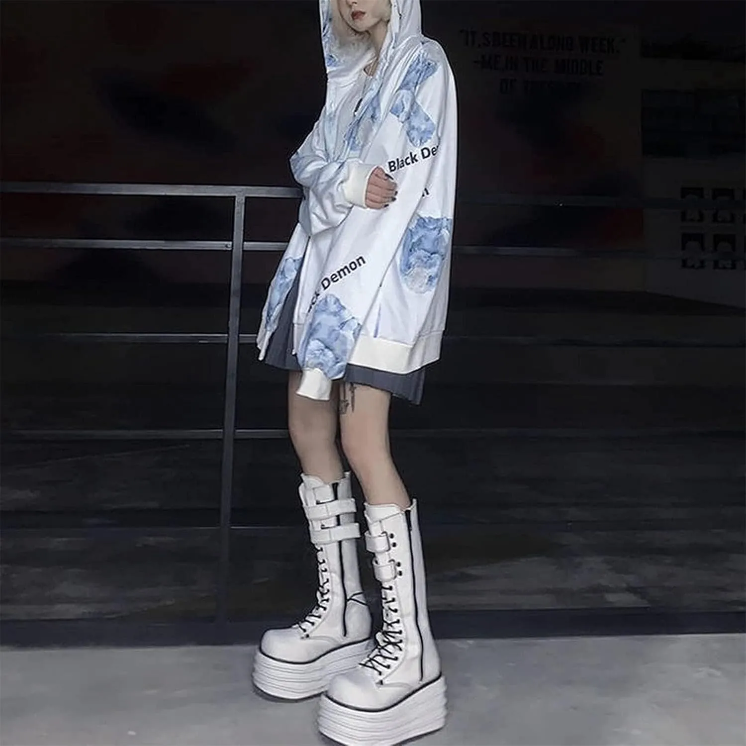 Women Men Y2K Anime Hoodie Kawaii Gothic Harajuku Alt Aesthetic Grunge Punk Cute Japanese Dark Academia Top Pullover
