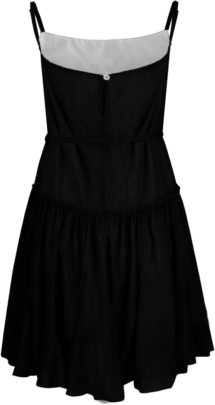 Women Swimwear Sundress Modest Swim Mini Camisole Skirt Dress Waist Tiered Ruffle Casual Suit Trendy Beach Summer