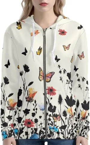 Women's Full Zip Long Sleeve Sweatshirts Casual Zip Up Hoodie Drawstring Y2K Teen Girls Hoody