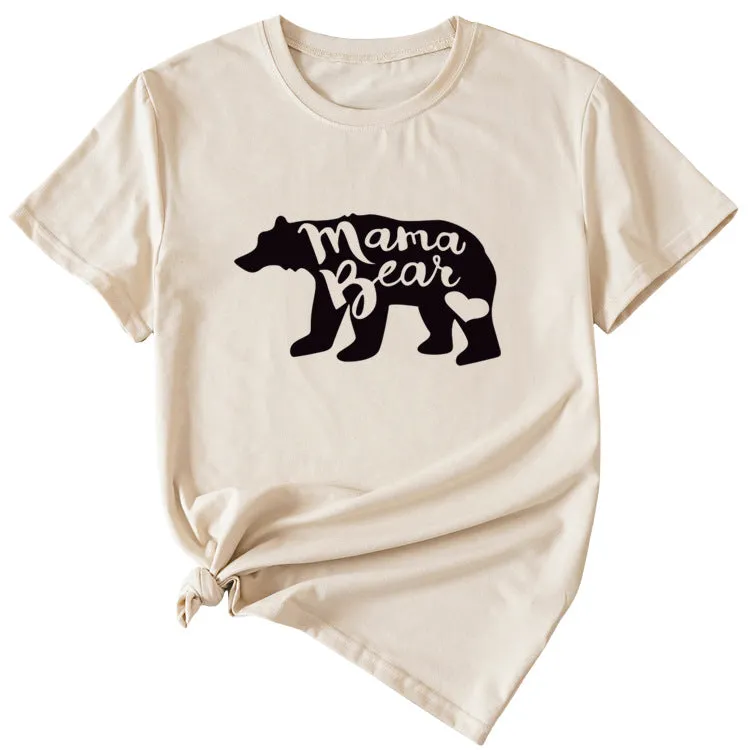 Women's Mama Bear Funny Pattern Short Sleeve Top