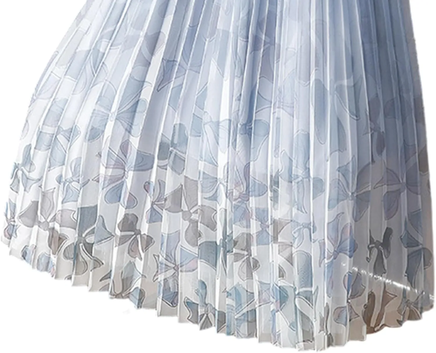 Womens Pleated Midi Skirt Tulle Tutu Graphic Print Elastic Waist A-Line Mesh Summer Long Flowy Skirts