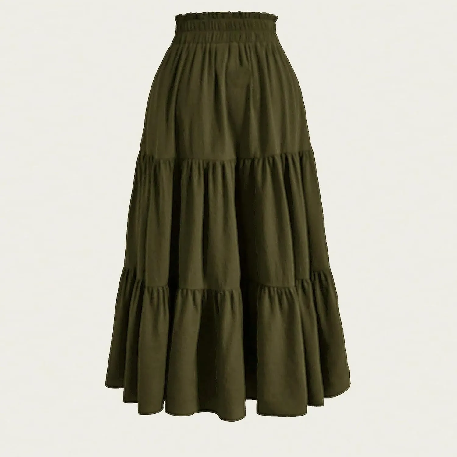 Womens Skirts Midi Length Floral Tiered Skirt Drawstring Summer Pleated Flowy Vacation A Line Skirt with Pockets