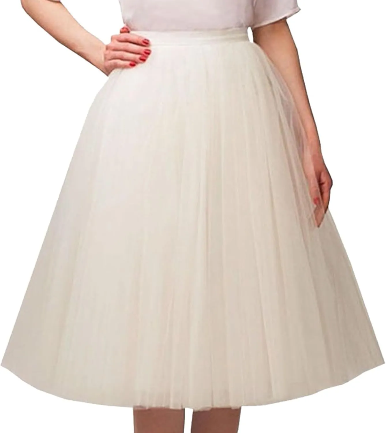 Women's Summer Casual Loose Trendy Elastic High Waist Solid Color Fluffy Mesh Party Flowy A-Line Latin Skirts 2025, M-XL