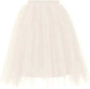 Women's Summer Casual Loose Trendy Elastic High Waist Solid Color Fluffy Mesh Party Flowy A-Line Latin Skirts 2025, M-XL