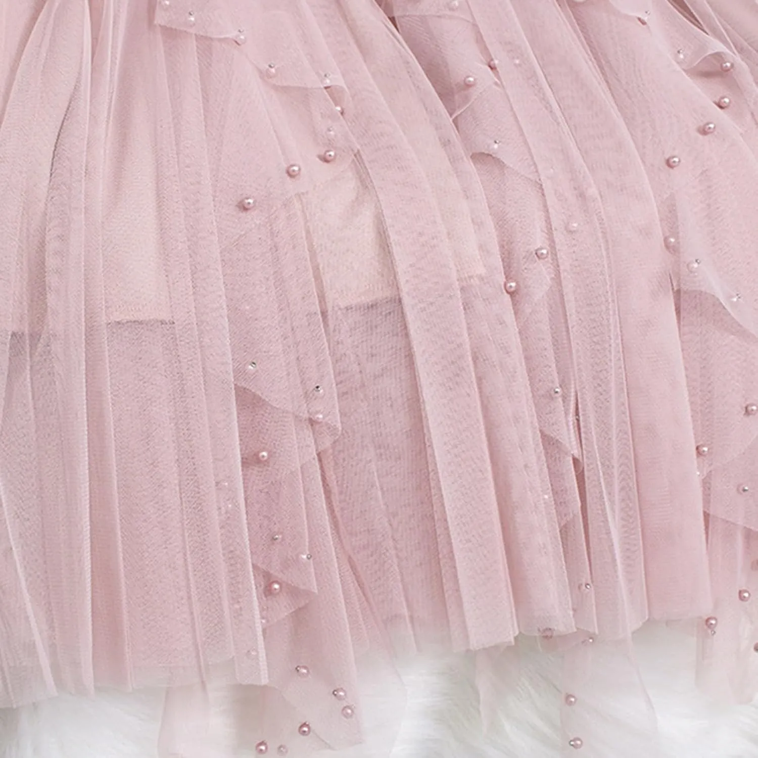 Women's Tulle Skirt Layered Pleated Mesh Tutu Skirt High Elastic Waist Midi Skirt Party Prom Mesh Flowy Ankle Skirt