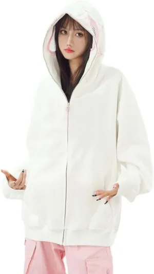 Y2k Hoodie Spider Graphic Zip Up Jacket Sweater Oversized Sweatshirt for Women