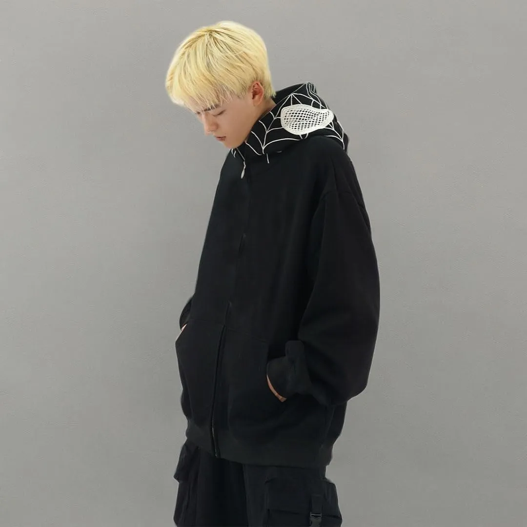 Y2k Hoodie Spider Graphic Zip Up Jacket Sweater Oversized Sweatshirt for Women