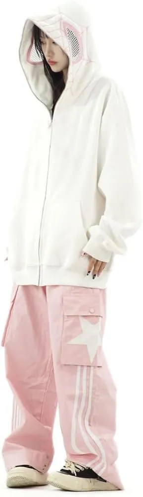 Y2k Hoodie Spider Graphic Zip Up Jacket Sweater Oversized Sweatshirt for Women