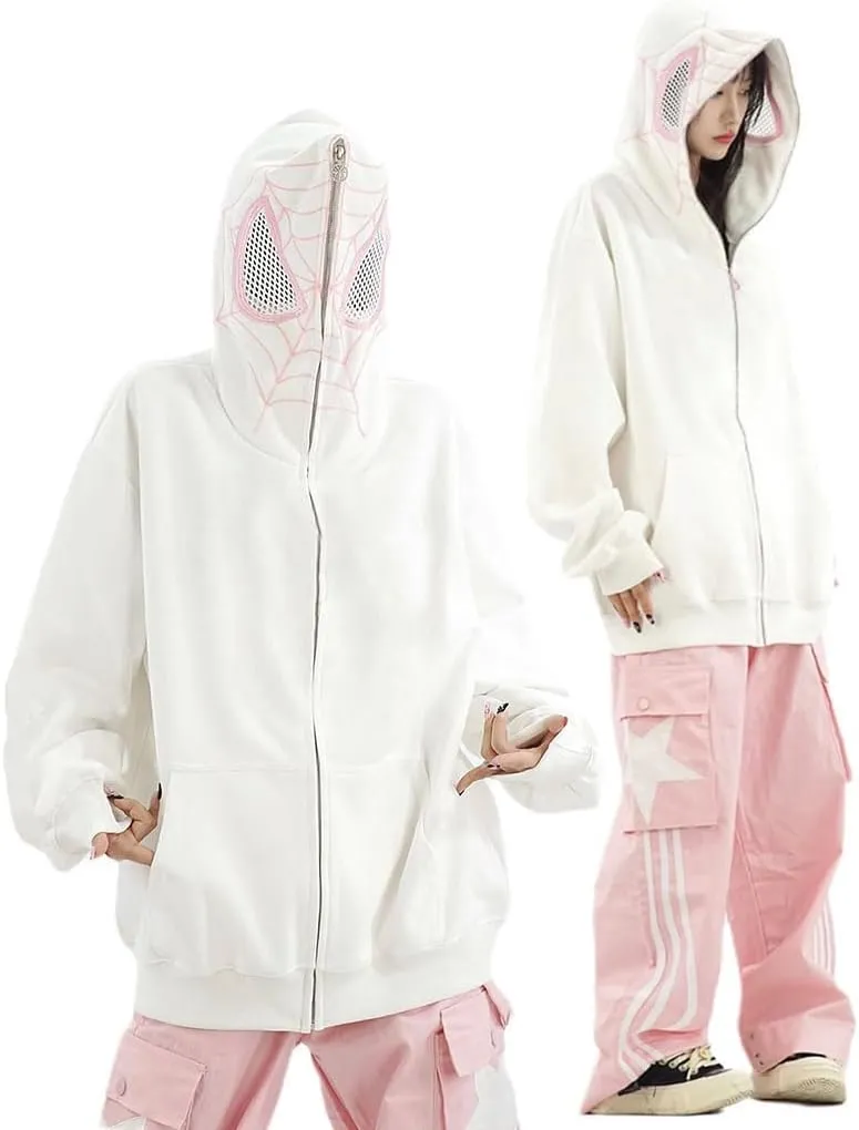Y2k Hoodie Spider Graphic Zip Up Jacket Sweater Oversized Sweatshirt for Women