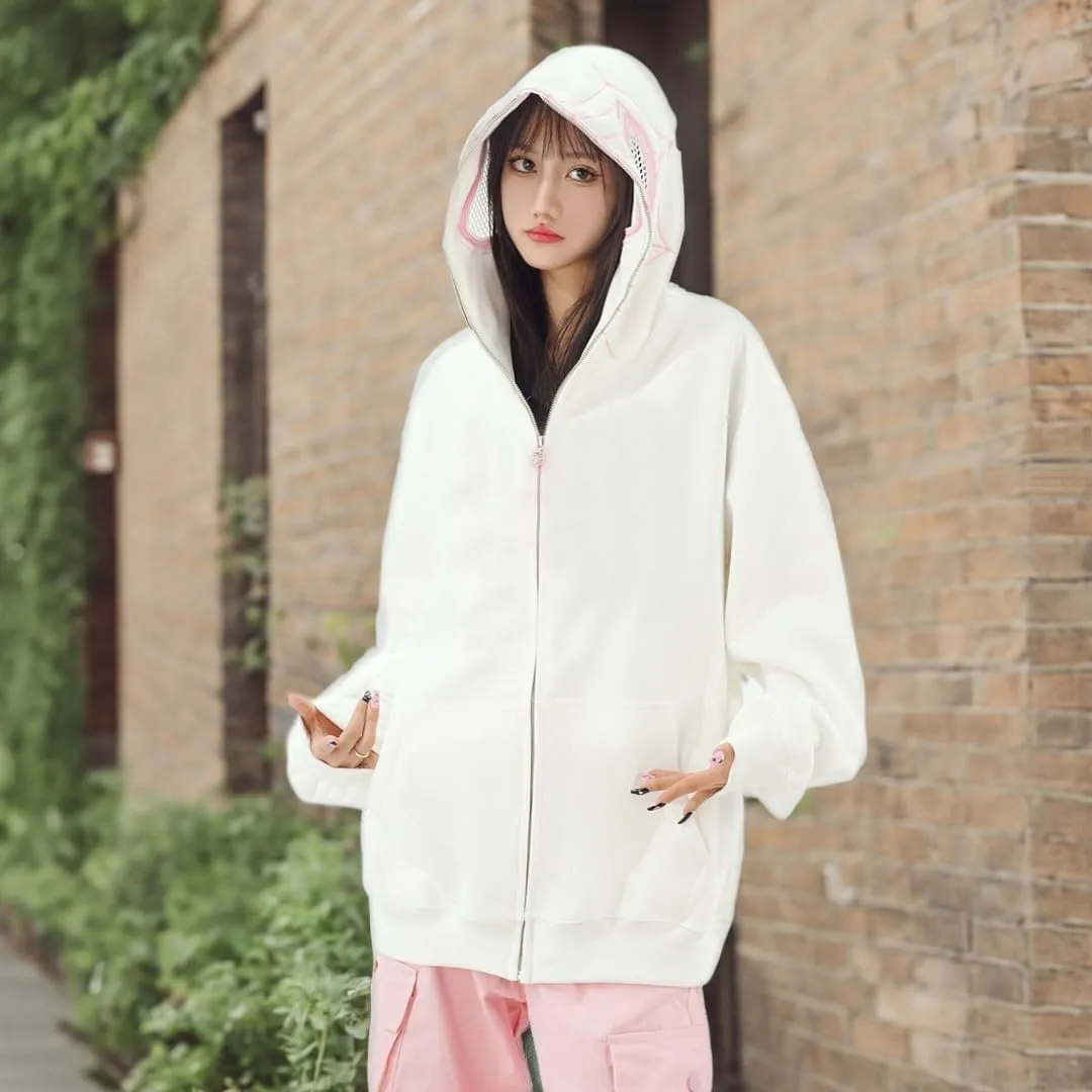 Y2k Hoodie Spider Graphic Zip Up Jacket Sweater Oversized Sweatshirt for Women